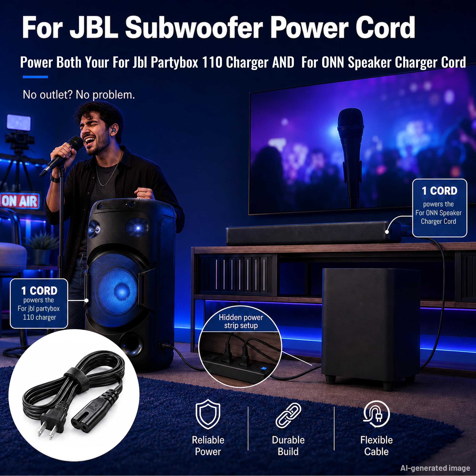 Amazon.co.jp: JBL PartyBox 110充電器電源コード:スピーカー用2
